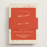 "Party On!" - Foil-Pressed Rehearsal Dinner Cards in Sangria Spark by Zove Ahhh - Assembled with Belly Band