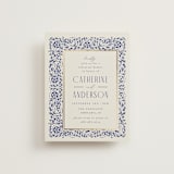 "Tiled Romance" - Foil-Pressed Rehearsal Dinner Cards in Dynasty Blue by Ana de Sousa - Front