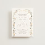 "Victorian Trellis" - Foil-Pressed Rehearsal Dinner Cards in Golden Summer by Erin L. Wilson - Front