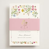 "Bright Garden" - Foil-Pressed Rehearsal Dinner Cards in Garden by Yaling Hou Suzuki - Assembled with Belly Band