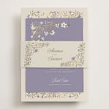 "FairyTale.." - Foil-Pressed Rehearsal Dinner Cards in Heather by Vera Lim - Assembled with Belly Band