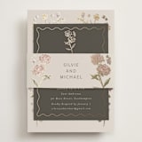 "Parisian Garden" - Foil-Pressed Rehearsal Dinner Cards in Petal by Nicoletta Savod - Assembled with Belly Band