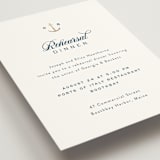 "Anchored" - Foil-Pressed Rehearsal Dinner Cards in Royal Navy by Olivia Raufman - Detail