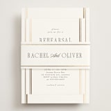 "Side Stripe" - Foil-Pressed Rehearsal Dinner Cards in Pearl by Nicole Walsh - Assembled with Belly Band