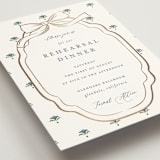 "Swan Song" - Foil-Pressed Rehearsal Dinner Cards in Lakes by Sarah Knight - Detail