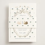 "Swan Song" - Foil-Pressed Rehearsal Dinner Cards in Lakes by Sarah Knight - Assembled with Belly Band