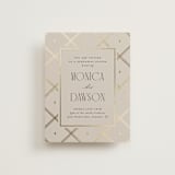 "Luxe Lines" - Foil-Pressed Rehearsal Dinner Cards in Champagne by Kristin Oliversen - Front