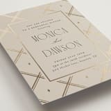 "Luxe Lines" - Foil-Pressed Rehearsal Dinner Cards in Champagne by Kristin Oliversen - Detail