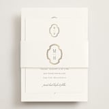 "Monatuk" - Foil-Pressed Rehearsal Dinner Cards in Fog by Ashlee Townsend - Assembled with Belly Band