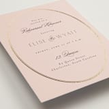 "Scallop Monogram" - Foil-Pressed Rehearsal Dinner Cards in Rose Quartz by Emily Betts - Detail