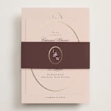 "Scallop Monogram" - Foil-Pressed Rehearsal Dinner Cards in Rose Quartz by Emily Betts - Assembled with Belly Band