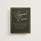 "Playbill" - Foil-Pressed Rehearsal Dinner Cards in Midnight Forest by Morgan Kendall - Front