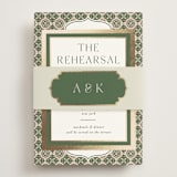 "Kareem" - Foil-Pressed Rehearsal Dinner Cards in Evergreen by Oma N. Ramkhelawan - Assembled with Belly Band