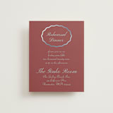 "Scallop Frame" - Foil-Pressed Rehearsal Dinner Cards in Burgundy by Baumbirdy - Front