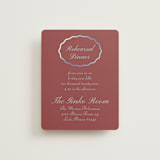 "Scallop Frame" - Foil-Pressed Rehearsal Dinner Cards in Burgundy by Baumbirdy - Front
