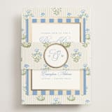 "Patterned florals" - Foil-Pressed Rehearsal Dinner Cards in Powder by Creo Study - Assembled with Belly Band