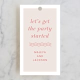 "Party Started" - Rehearsal Dinner Favor Tags in Flamingo by Kaydi Bishop - Front