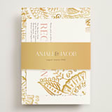 "Modern Mehndi" - Reception Cards in Gold by Laura Condouris - Assembled with Belly Band