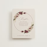 "Dried Floral Wreath" - Reception Cards in Cabernet by Erin Deegan - Front