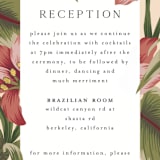 "Tropical Flowers" - Reception Cards in Sunrise by Jennifer Holbrook - Detail