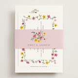 "Wildflower Wreath" - Reception Cards in Peony by Yaling Hou Suzuki - Assembled with Belly Band