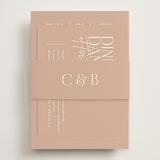 "Overlap" - Reception Cards in Terracotta by Kelly Schmidt - Assembled with Belly Band