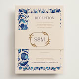 "Gilded" - Reception Cards in Cerulean by GeekInk Design - Assembled with Belly Band