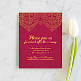 "Anand Karaj" - Reception Cards in Coral by Ann Gardner - Front