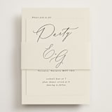 "Scripted Names" - Reception Cards in Ecru by Hooray Creative - Assembled with Belly Band