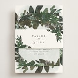 "Foliage Wreath" - Reception Cards in Evergreen by Grace Kreinbrink - Assembled with Belly Band