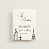 "New York Skyline" - Reception Cards in Noir by Melinda Denison - Front