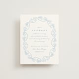 "Bow Frame" - Reception Cards in Lagoon by Leah Bisch - Front