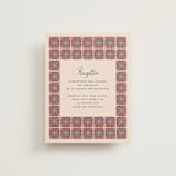 "Block Print Tile" - Reception Cards in Terracotta by Katharine Watson - Front