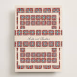 "Block Print Tile" - Reception Cards in Terracotta by Katharine Watson - Assembled with Belly Band