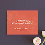 "White Lace" - Reception Cards in Coral Rose by Lauren Chism - Front
