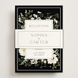 "Botanical Love" - Reception Cards in Black Tie by Susan Moyal - Assembled with Belly Band