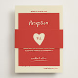 "Big Heart Wedding" - Reception Cards in Cherry by Ani Somi - Assembled with Belly Band