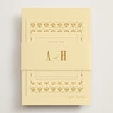 "Vintage Label" - Reception Cards in Butter by Nazia Hyder - Assembled with Belly Band