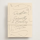 "French Whimsy Script" - Reception Cards in Champagne by Wallace Design Co. - Assembled with Belly Band