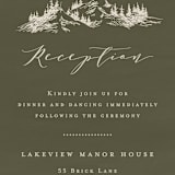 "into the mountains" - Reception Cards in Olive by Helen Halik - Detail