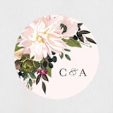 "Figs & Flowers" - Rehearsal Dinner Favor Stickers in Blush by Susan Moyal - Front