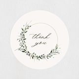 "Green Wreath" - Rehearsal Dinner Favor Stickers in Champagne by Lori Wemple - Front