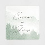 "Over the mountains" - Rehearsal Dinner Favor Stickers in Fern by Helen Halik - Front