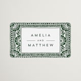 "Block Print Frame" - Rehearsal Dinner Favor Stickers in Fern by Katharine Watson - Front