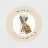 "One Day Away Place Setting" - Rehearsal Dinner Favor Stickers in Tan by Becky Nimoy - Front