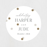 "Confetti" - Rehearsal Dinner Favor Stickers in Linen by Robert and Stella - Front