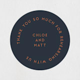 "Round" - Rehearsal Dinner Favor Stickers in Midnight by Gwen Bedat - Front