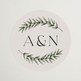 "Rosemary sprig" - Rehearsal Dinner Favor Stickers in Rosemary by Erin Deegan - Front