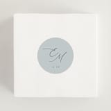 "Corner" - Rehearsal Dinner Favor Stickers in Sky by Kelly Schmidt - In Use