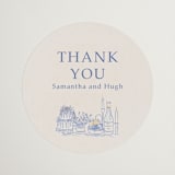 "Table feast" - Rehearsal Dinner Favor Stickers in Balmy Blue by Sabrin Deirani - Front